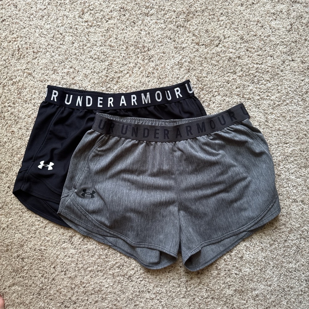 Under Armour Women's Dual Pack Black and Gray Athletic Shorts